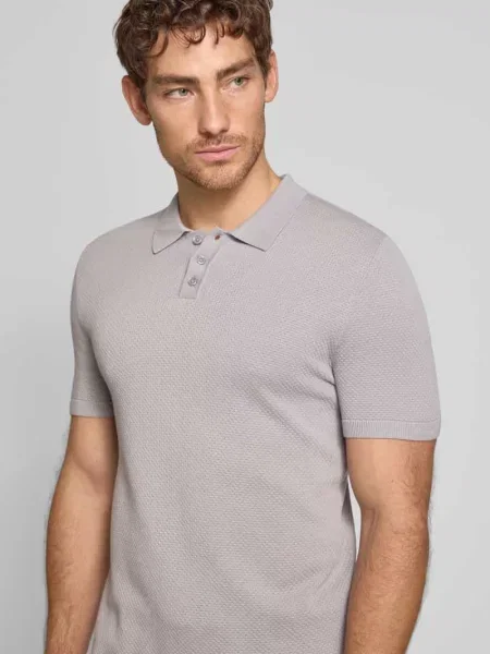 Koszulka polo o kroju slim fit z fakturowanym wzorem model ‘TRITON’ Drykorn