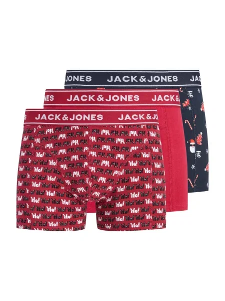 JACK & JONES Boxeri JACEDDIE XMAS bleumarin / roșu alb