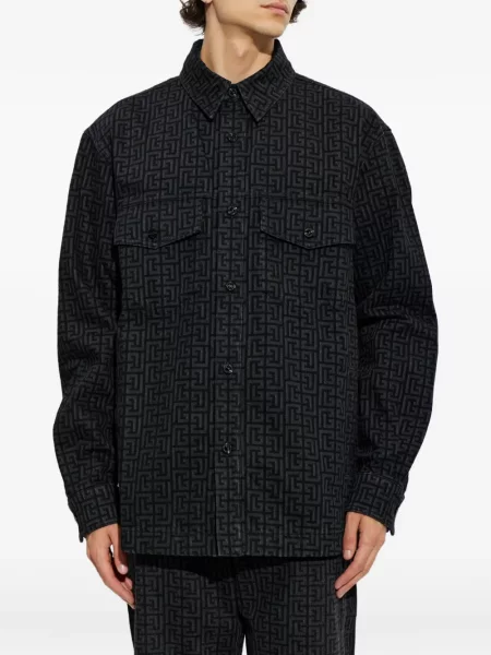 Cămașă de blugi Balmain cu imagine negru