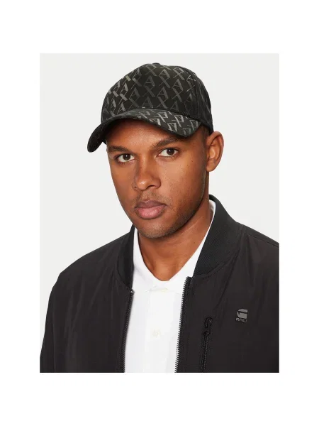 Шапка с козирка Armani Exchange с десен черно