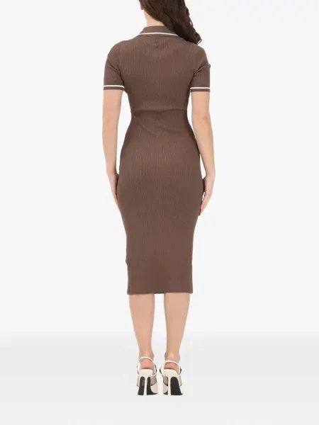 Gulerat rochie Armani Exchange tricotate maro