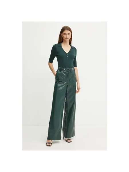 Simona Corsellini spodnie szerokie high waist zielony