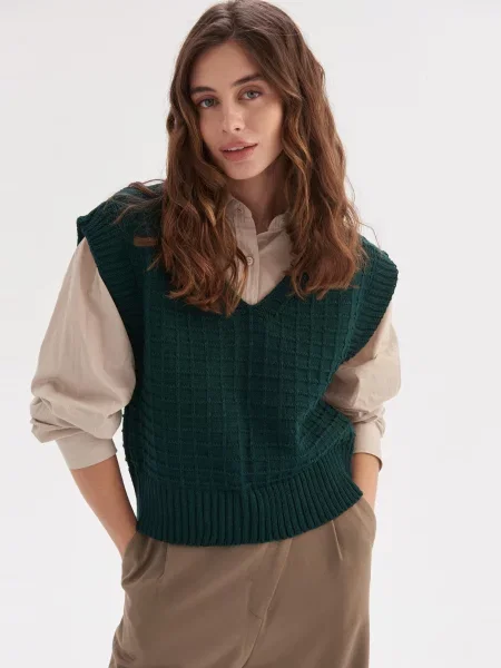 Жилет MEREZHKA смарагдовий вовна/акрил