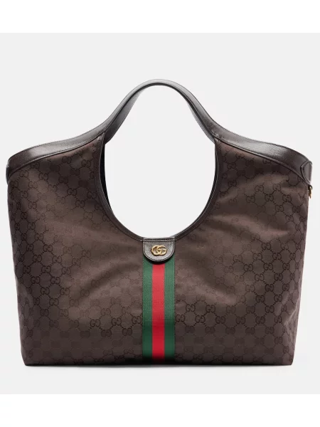 Duża shopperka Gucci płócienna brązowa