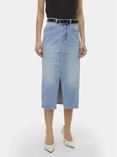 Vero Moda Spódnica jeansowa Veri niebieski
