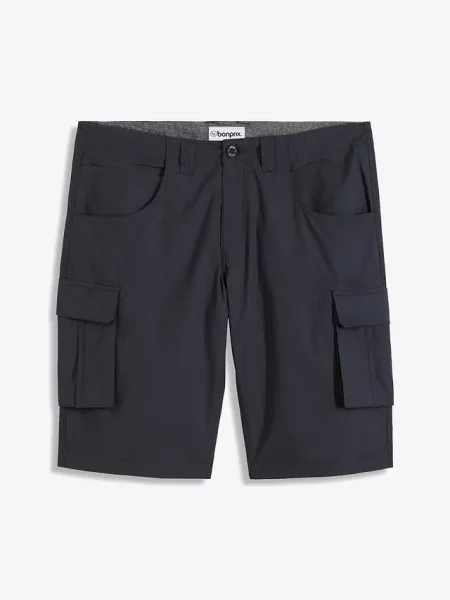 Bermudy bojówki z czystej bawełny relaxed fit czarne