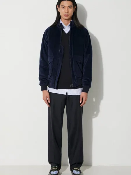 Fred Perry sweter wełniany granatowy lekki niebieski