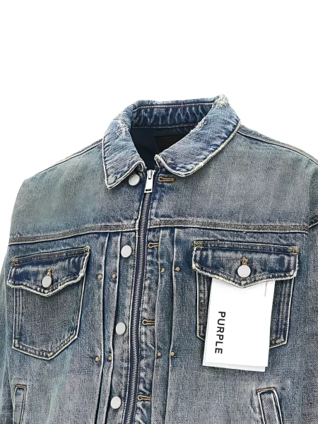 Traper jakna Purple Brand s izlizanim efektom plava