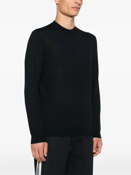 Pulover Emporio Armani de lână cu decolteu rotund albastru