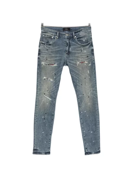 Blugi skinny Purple Brand zdrențuiți skinny fit albastru