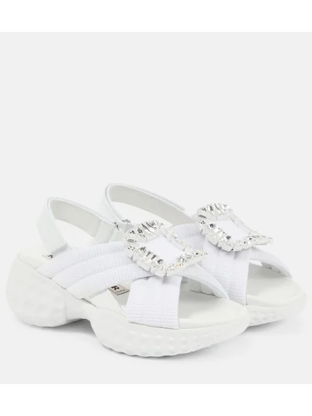 Sandale Roger Vivier slingback alb