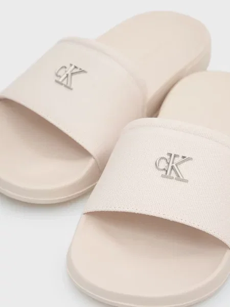 Шлепанцы Calvin Klein из канваса бежевые
