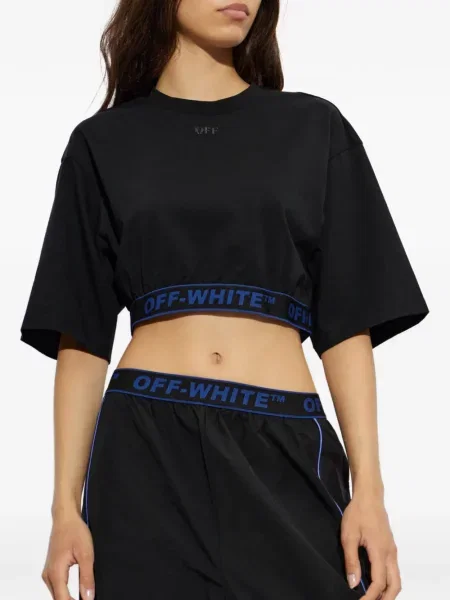 Decupat tricou Off-white cu autograf alb