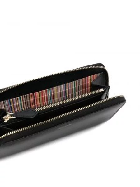 Kožená pruhovaná peněženka Paul Smith s potiskem