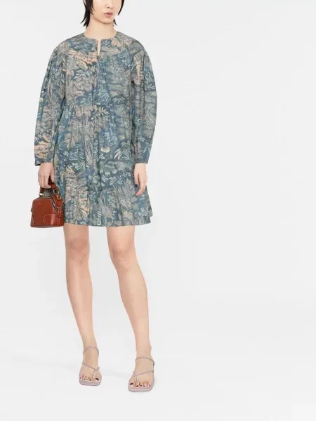 Gėlėta raštuota kostiumas mini suknelė Ulla Johnson mėlyna