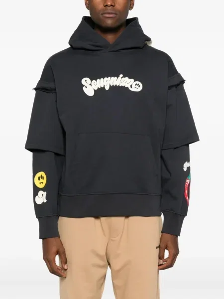 Суичър с качулка Barrow с принт черно