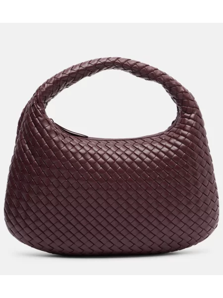 Geanta de piele Bottega Veneta Handle din piele bordo