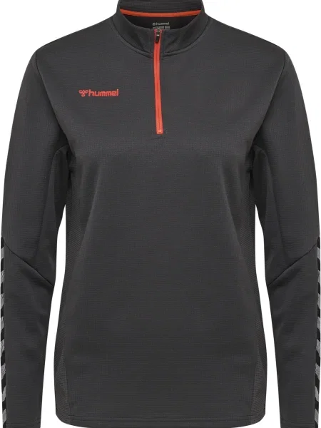 Hummel Sportovní mikina Authentic grafitová / šedý melír / světle červená černá