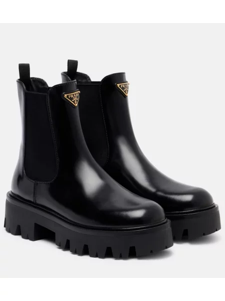 Botine chelsea Prada din piele cu platformă negru