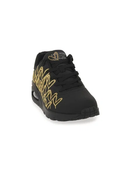 Pantofi Skechers cu motiv cu inimi negru