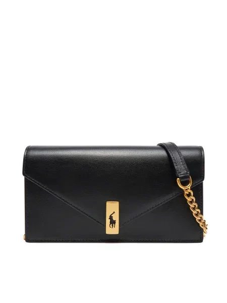 Кожен портфейл Polo Ralph Lauren дамски черно