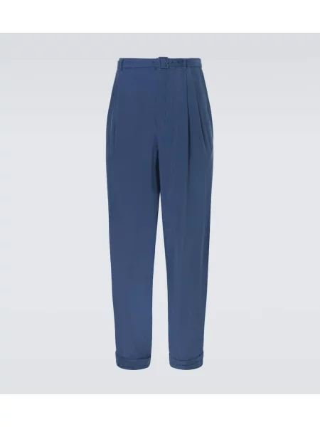 Pantaloni Saint Laurent de mătase albastru