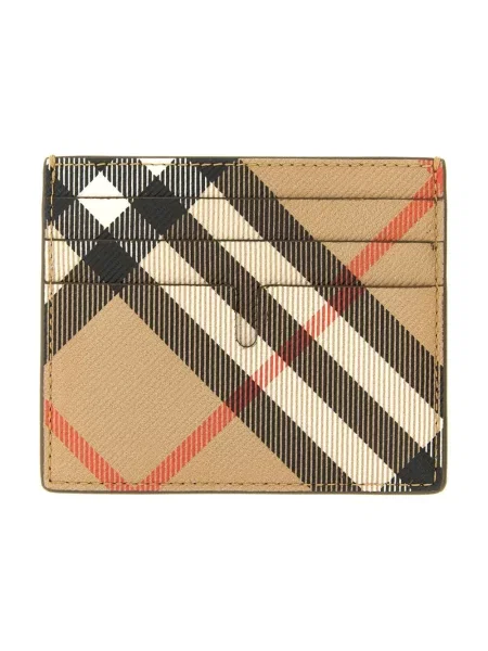 Portfel Burberry skórzany w kratę retro beżowy
