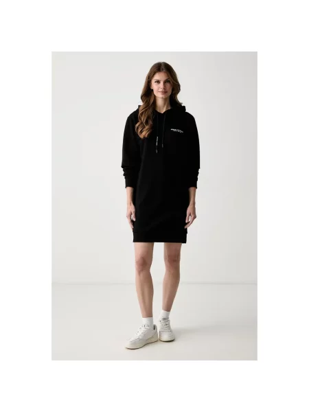 Dzianinowa sukienka Armani Exchange z kapturem czarna