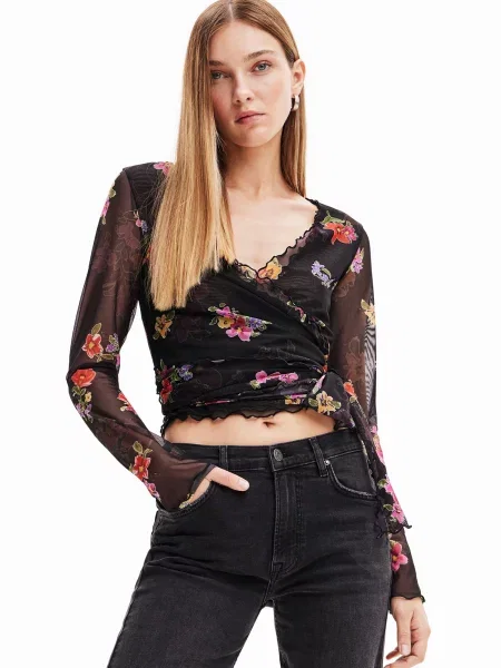 Desigual Tricou galben / roz negru