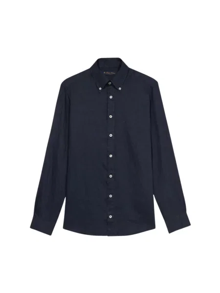 Lniana koszula Brooks Brothers casual niebieska
