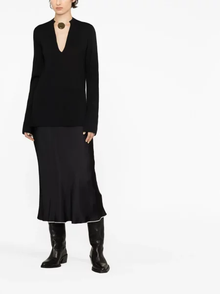 Megztas palaidinė be rankovių Jil Sander juoda