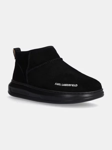 Semišové snehule Karl Lagerfeld KAPRI KOSI čierna