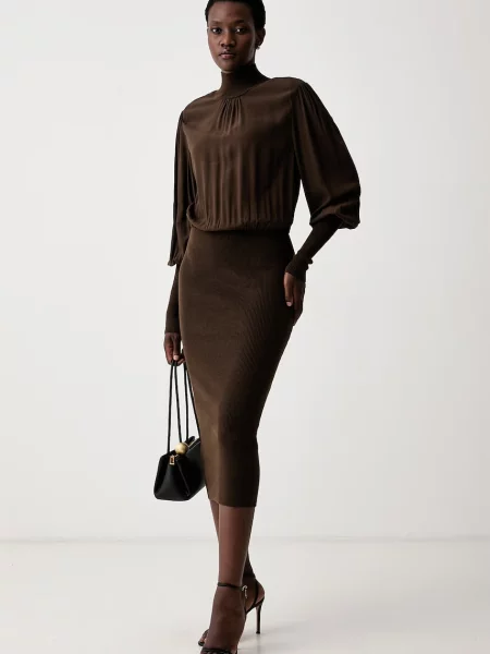 Twinset rochie cu vâscoză maro