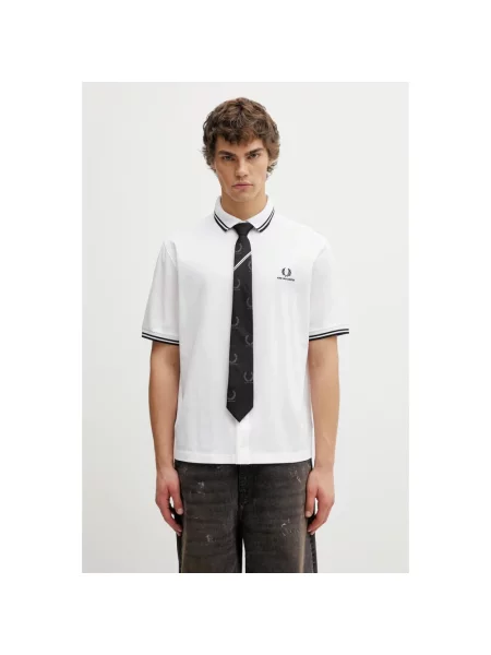 Krótka koszula z krótkim rękawem Fred Perry z krótkim rękawem biała