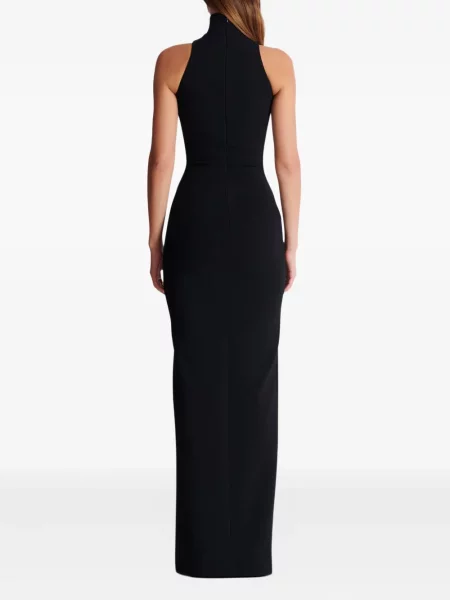 Rochie maxi Balmain cu crăpătură de costum negru