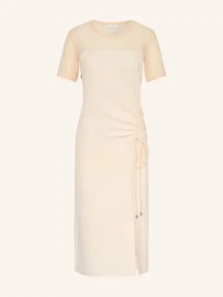 Patrizia Pepe Sukienka Z Mieszanki Materiałów beige beżowa