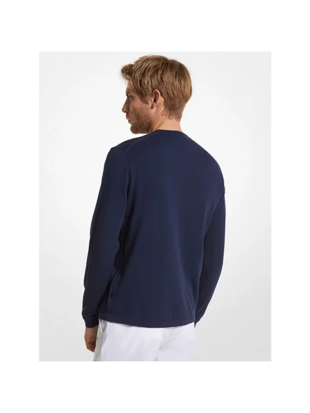Dzianinowy sweter Michael Kors z okrągłym dekoltem niebieski
