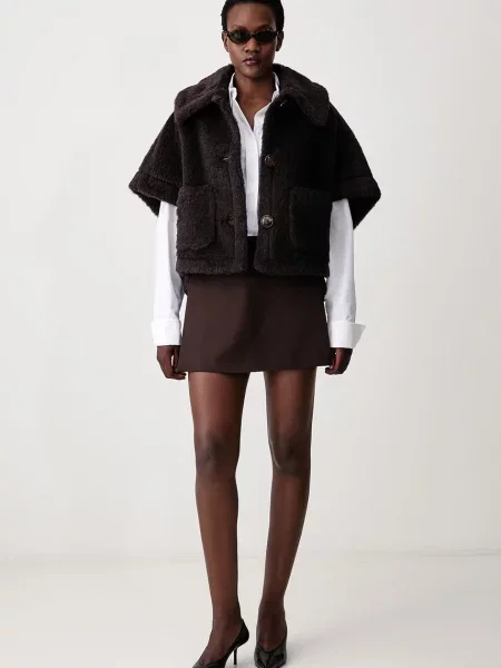Μάλλινος μπουφάν Max Mara καφέ