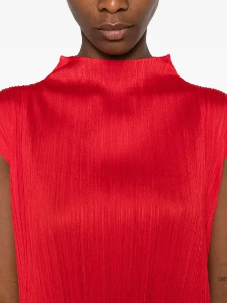 Костюм миди рокля Pleats Please Issey Miyake до коляното червено