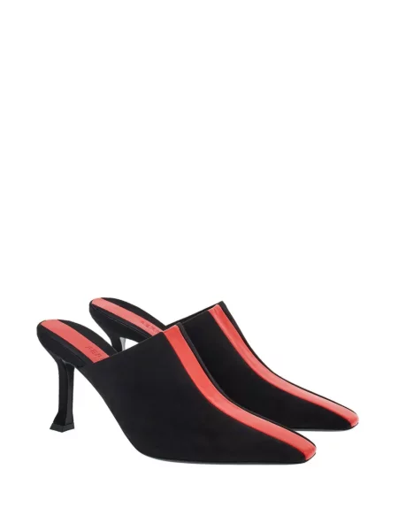 Papuci tip mules Ferragamo din piele de căprioară cu dungi negru