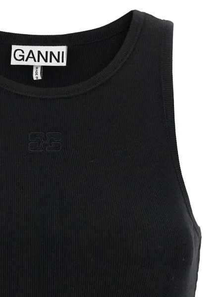 Top Ganni cu broderie negru