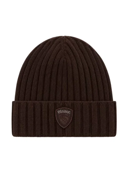 Blauer czapka beanie z dodatkiem wełny brązowa