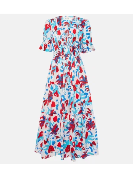 Rochie maxi Diane Von Furstenberg cu model floral de costum roșu