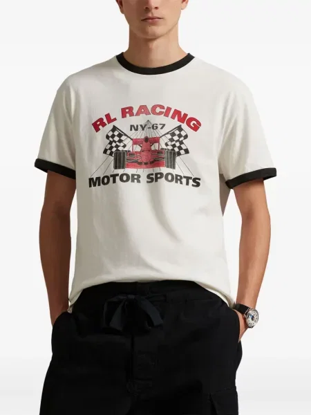 Haftowana koszulka polo Polo Ralph Lauren w paski ze sznurkiem niebieska