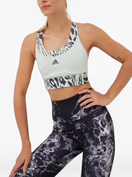 Pantaloni sport Adidas din piele de căprioară cu imagine cu model zebră verde