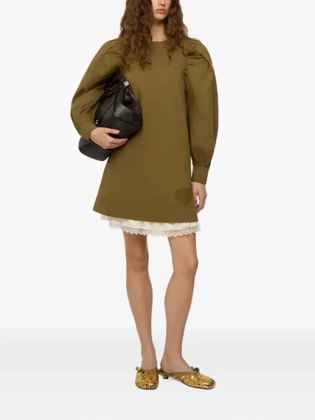 Rochie mini Ganni cu autograf verde
