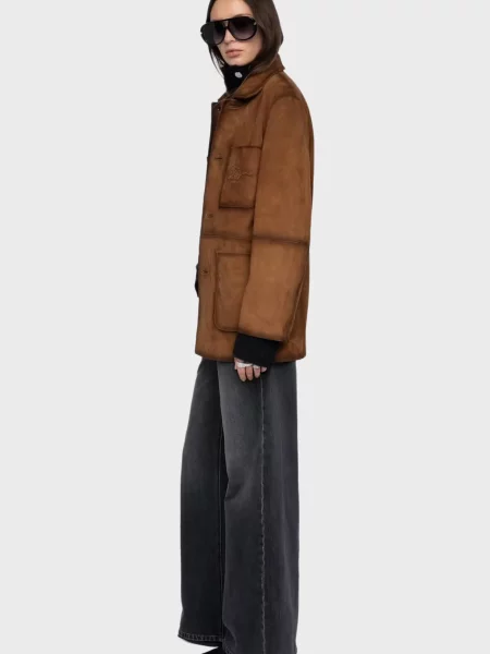 Шкіряне пальто Zadig&voltaire коричневе