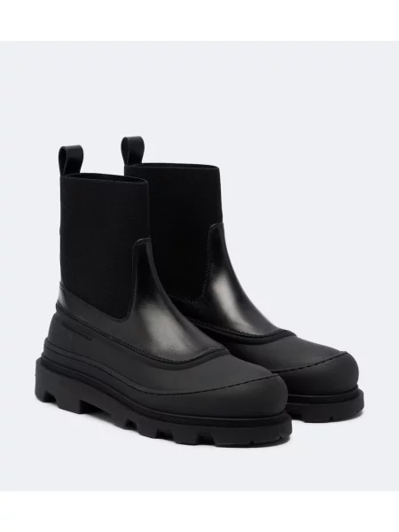 Cizme scurte Moncler din piele negru