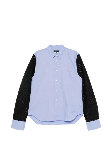 Ριγέ μακρύς πουκάμισο Comme Des Garçons Homme Plus με δαντέλα λευκό