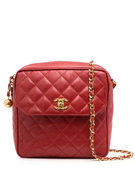 Prošívaná diamant kabelka Chanel Pre-owned červená